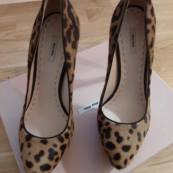 Miu Miu Leopard Print 5inch Heel Platform Sole, 38 - Picture 4 of 9